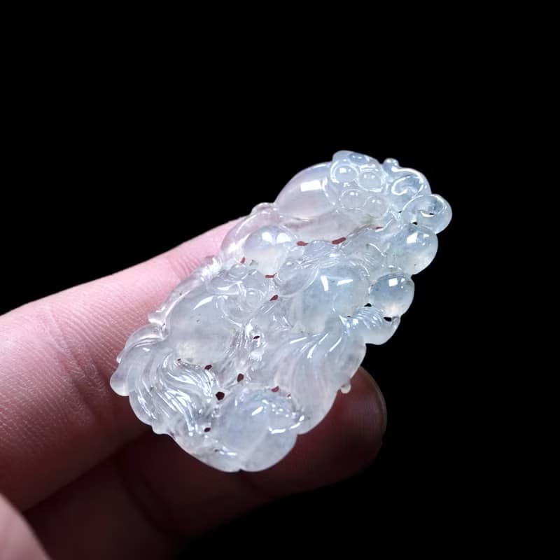 冰種翡翠精雕年年有魚 | 天然緬甸玉翡翠A貨 | 送禮
