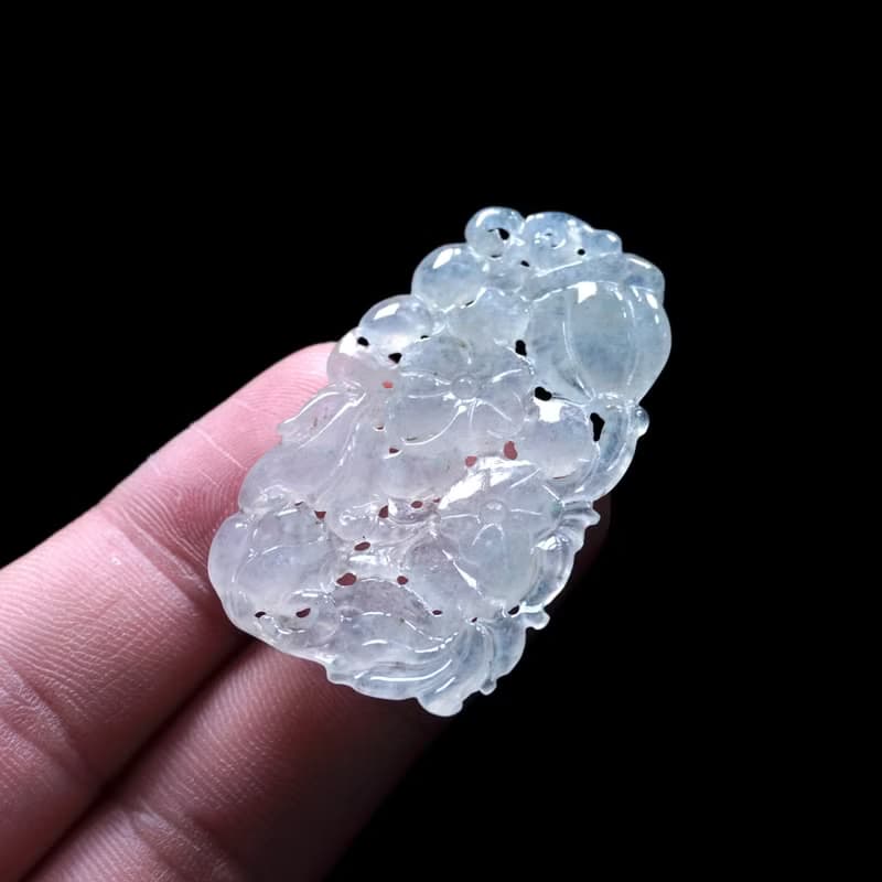 冰種翡翠精雕年年有魚 | 天然緬甸玉翡翠A貨 | 送禮