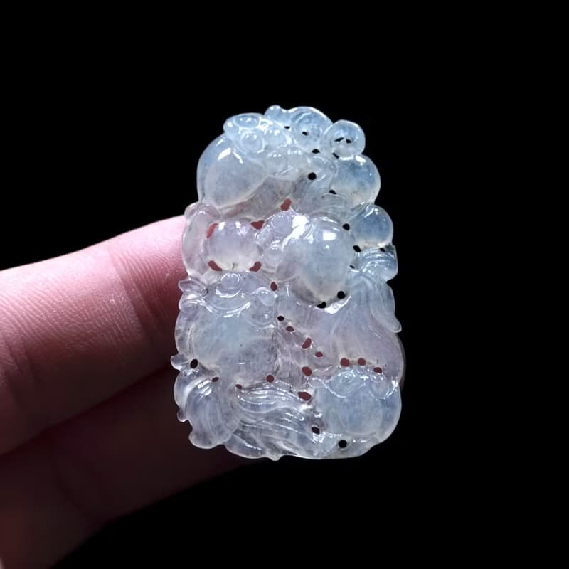 冰種翡翠精雕年年有魚 | 天然緬甸玉翡翠A貨 | 送禮