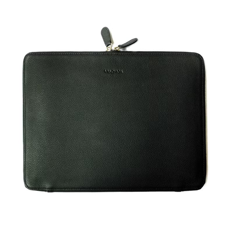 Tech. Folio Black color ESSENTIAL Journey full grain Cowhide leather