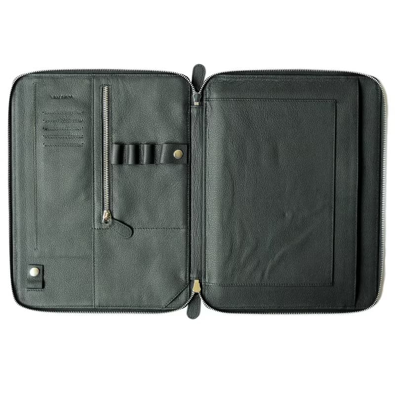 Tech. Folio Black color ESSENTIAL Journey full grain Cowhide leather