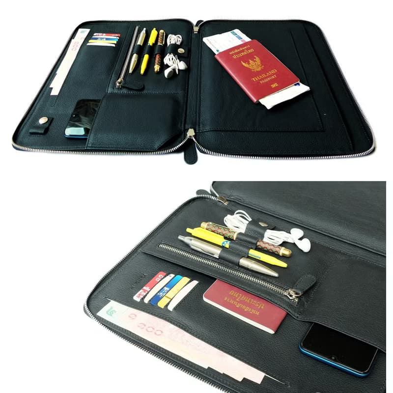 Tech. Folio Black color ESSENTIAL Journey full grain Cowhide leather