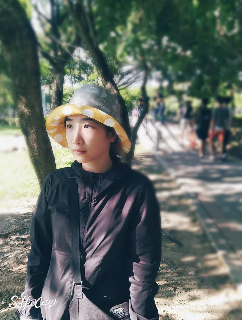 灰色蘑菇 黃色大圓點雙面漁夫帽 遮陽帽