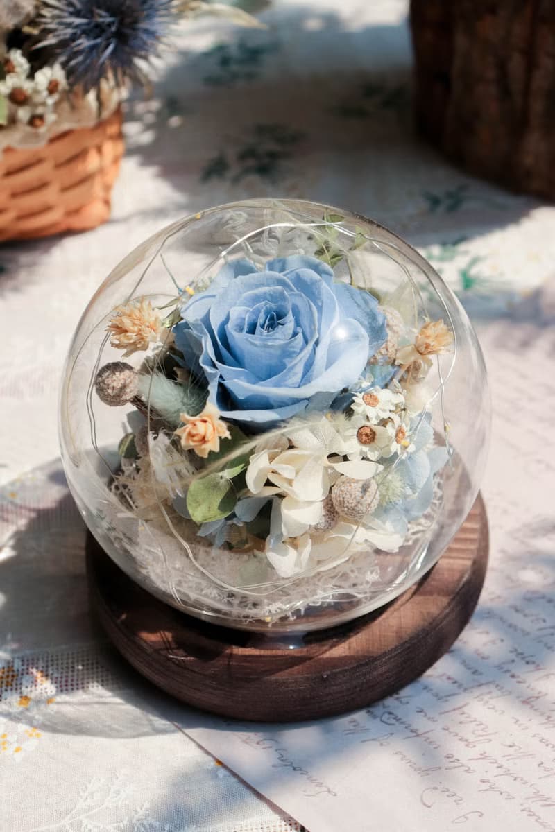 | 夏日限定 | - 湛藍發光永生花玻璃球(小) - 永生花 七夕 情人節