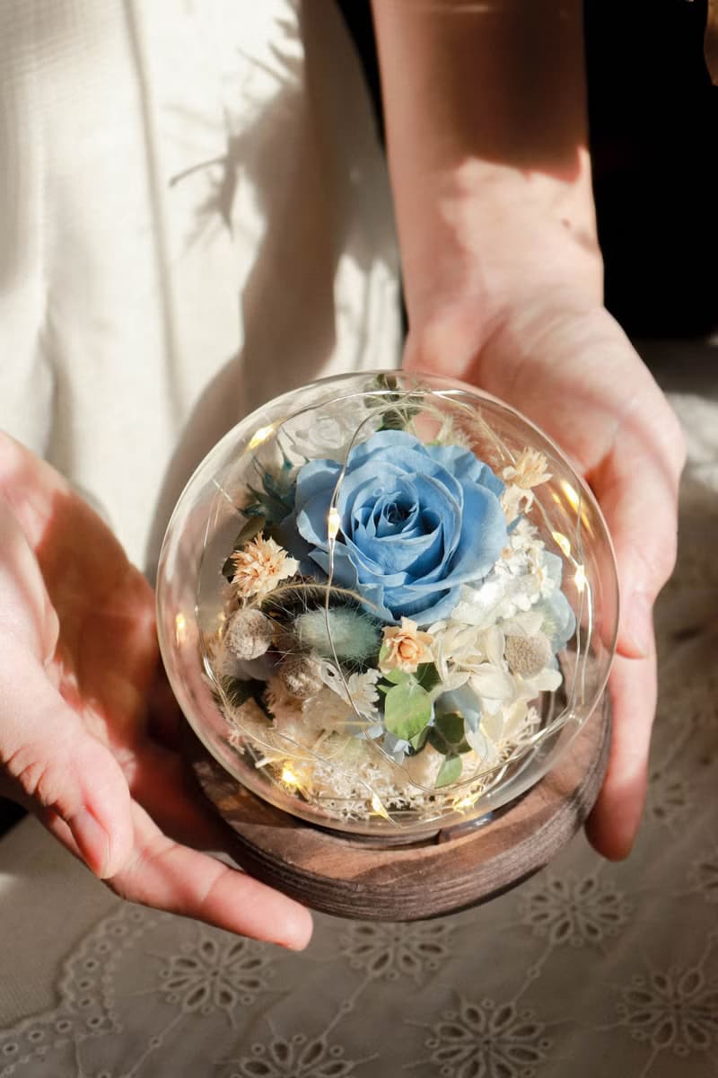 | 夏日限定 | - 湛藍發光永生花玻璃球(小) - 永生花 七夕 情人節