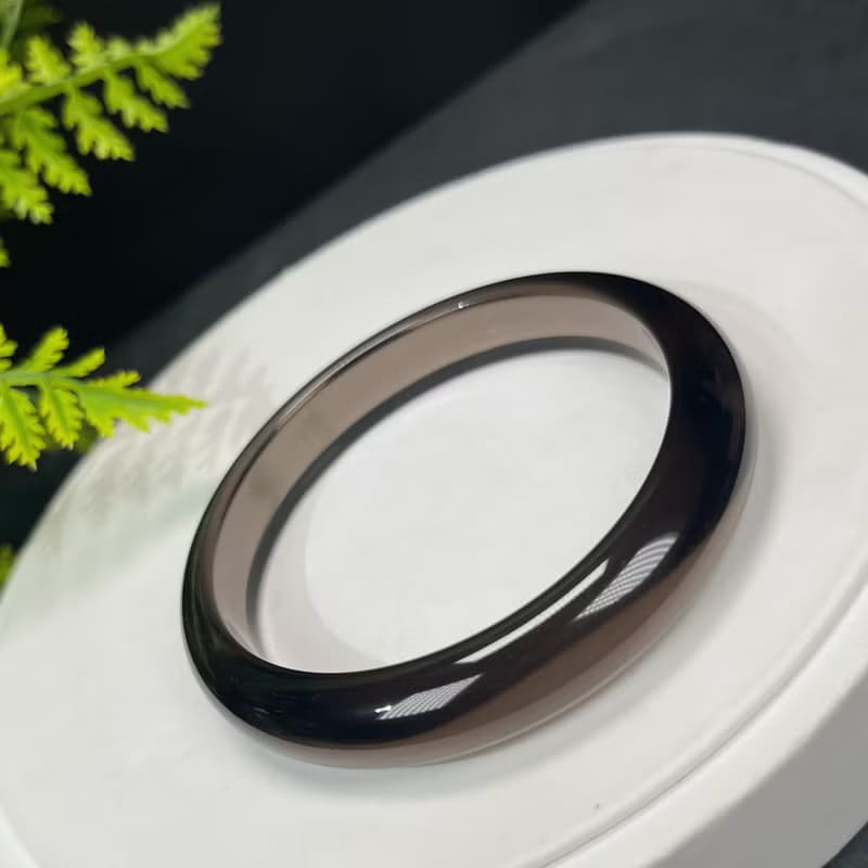 高品質 玻璃體冰曜石手鐲 60+MM 高冰黑曜石手環 提升成長勇氣