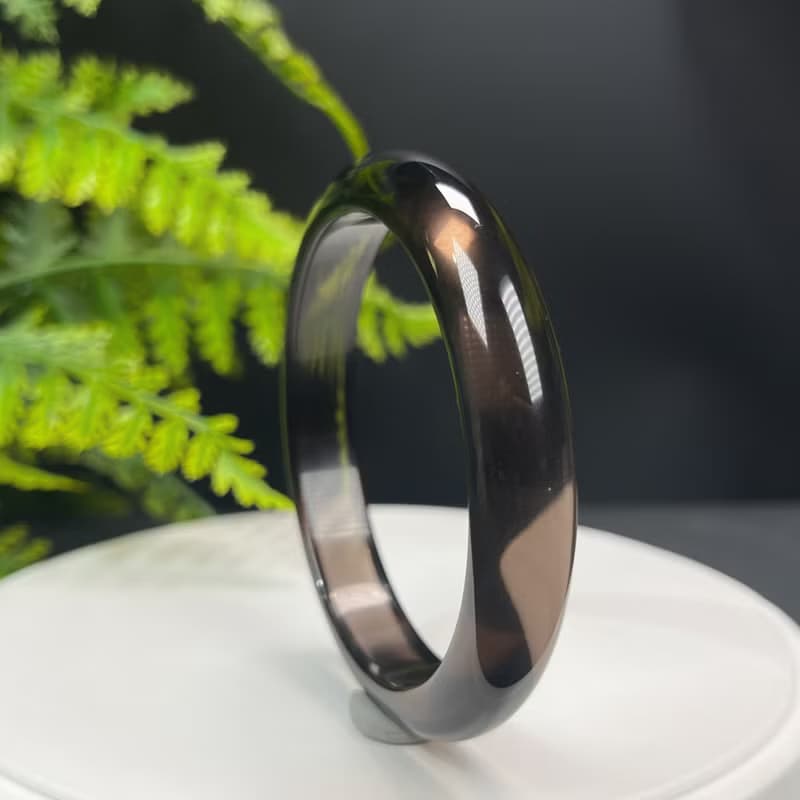 高品質 玻璃體冰曜石手鐲 60+MM 高冰黑曜石手環 提升成長勇氣
