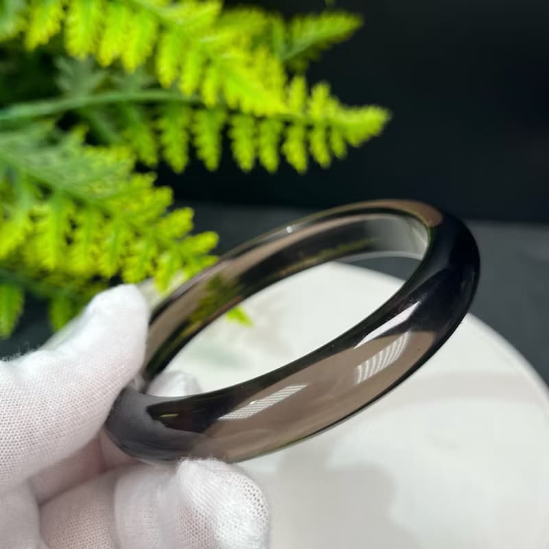 高品質 玻璃體冰曜石手鐲 60+MM 高冰黑曜石手環 提升成長勇氣