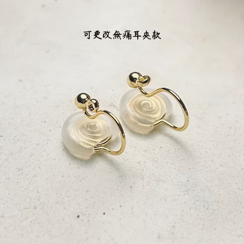 ll 春日果實 ll藍紋瑪瑙 葡萄石 珍珠貝-美國14kgf包金天然石耳環