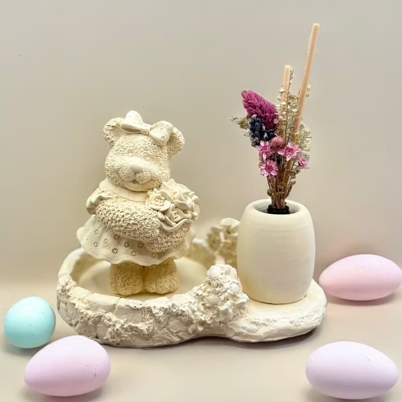 玫瑰小熊 擴香豪華田園套組(黃色) 藝術香氛擴香 提升居家美學