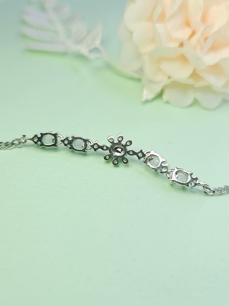 財富|仙女氣|緬甸翡翠高冰白綠飄花蛋面4.8mm純銀鍍18k多顆手鏈