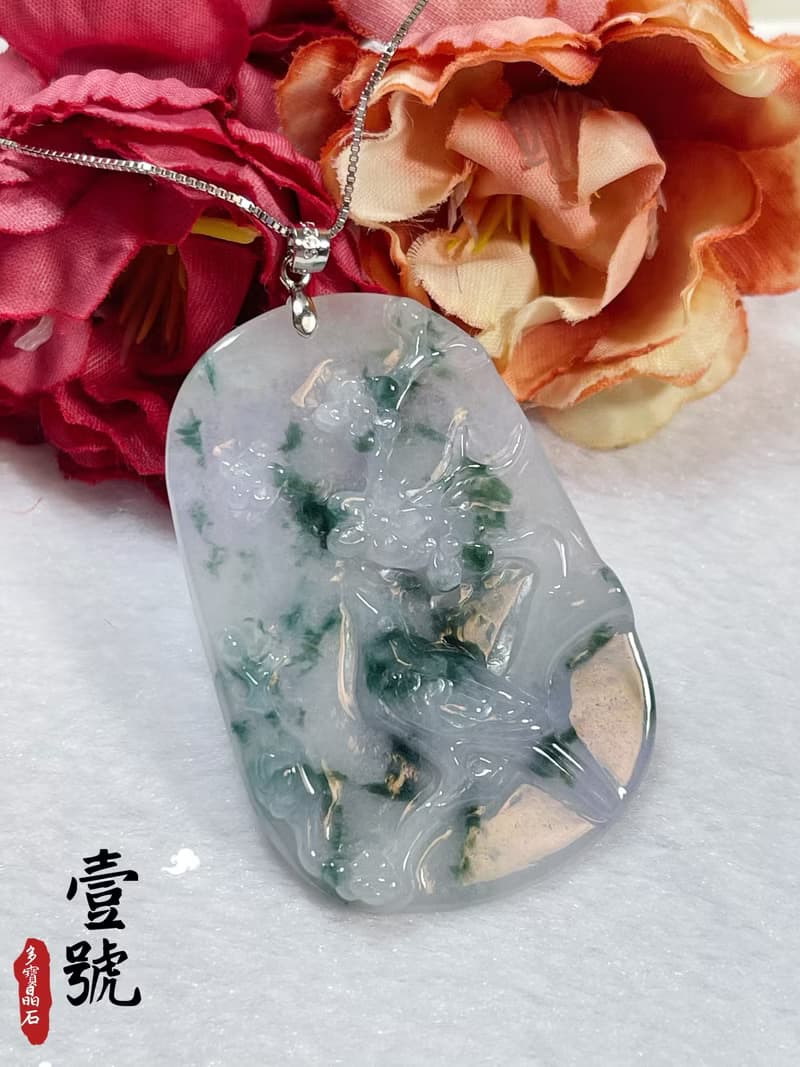 多寶晶石/天然飄花翡翠/喜上眉梢/大喜臨門/藍花/結婚禮物/長輩