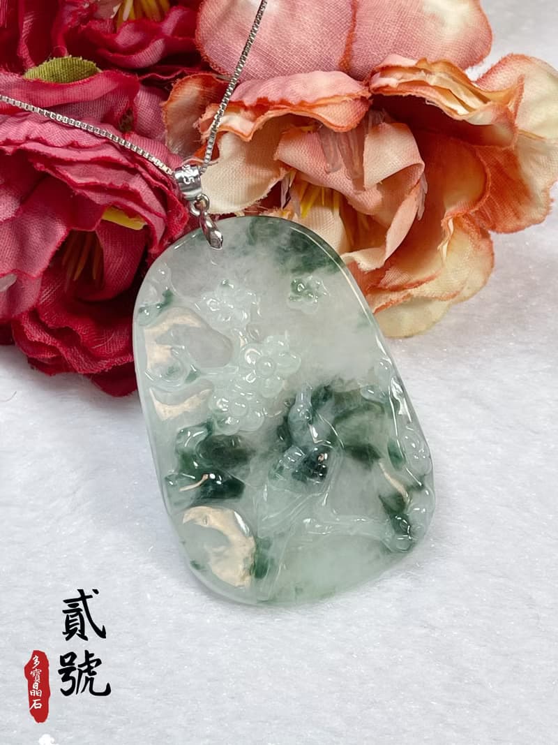 多寶晶石/天然飄花翡翠/喜上眉梢/大喜臨門/藍花/結婚禮物/長輩