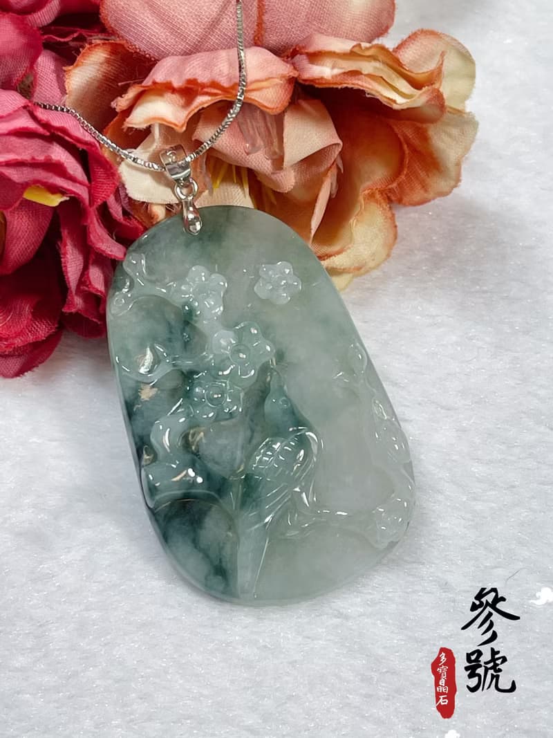 多寶晶石/天然飄花翡翠/喜上眉梢/大喜臨門/藍花/結婚禮物/長輩