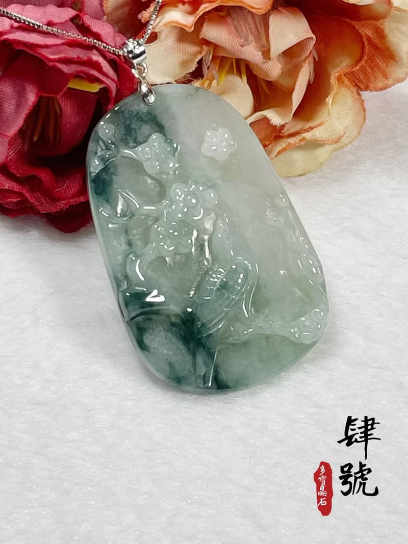 多寶晶石/天然飄花翡翠/喜上眉梢/大喜臨門/藍花/結婚禮物/長輩