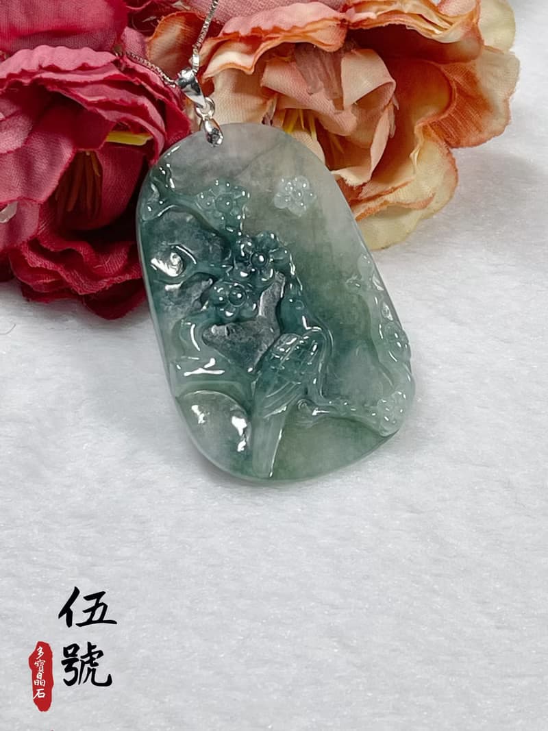 多寶晶石/天然飄花翡翠/喜上眉梢/大喜臨門/藍花/結婚禮物/長輩
