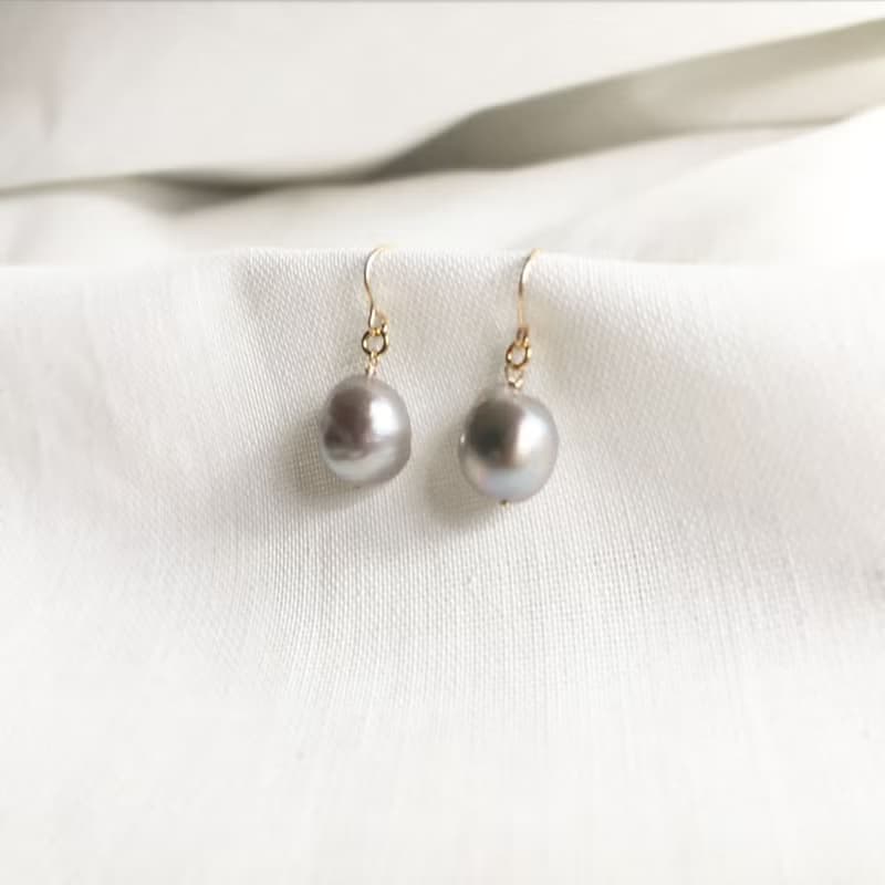 K14gf Baroque Gray Pearl Earrings