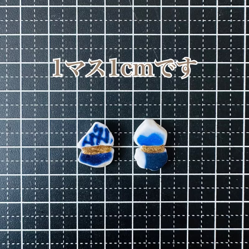 【再販】艶やか ネイビーブルー 金継ぎ ピアス イヤリング ノンホールピアス シー陶器