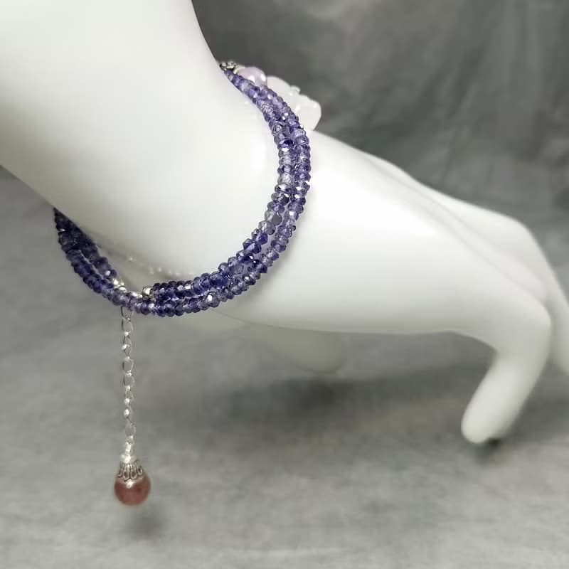 手鍊 堇青石 月光石 狐狸 紫水晶 草莓水晶 925銀飾 手珠 寶石