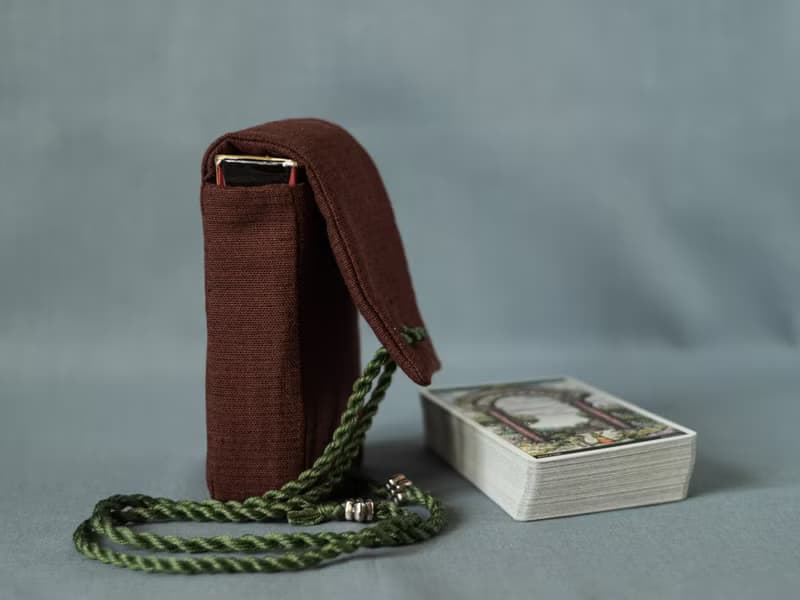Chocolate Brown Linen Laced Tarot Cards Case Oracle Deck Pouch Tarot Deck Holder