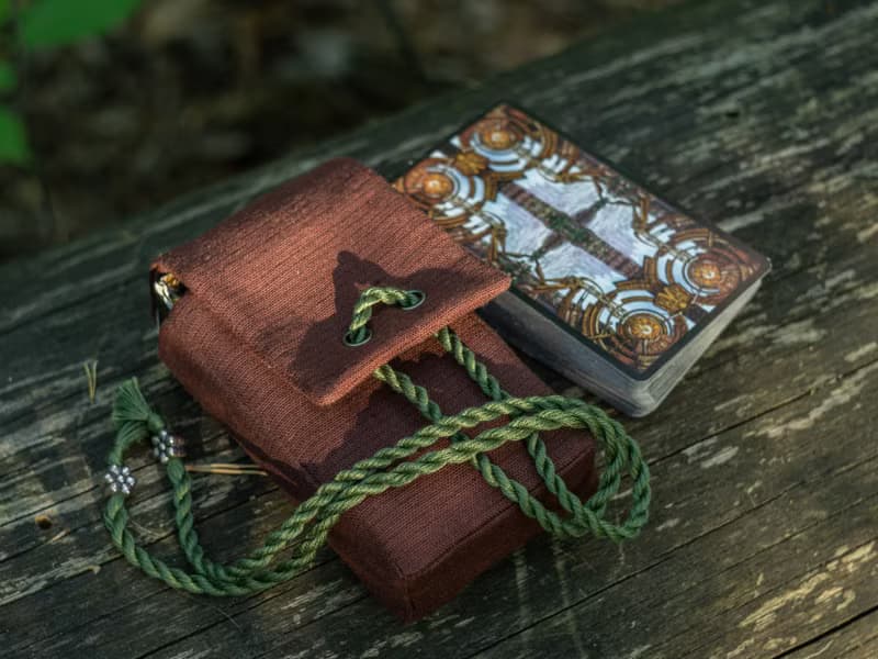 Chocolate Brown Linen Laced Tarot Cards Case Oracle Deck Pouch Tarot Deck Holder