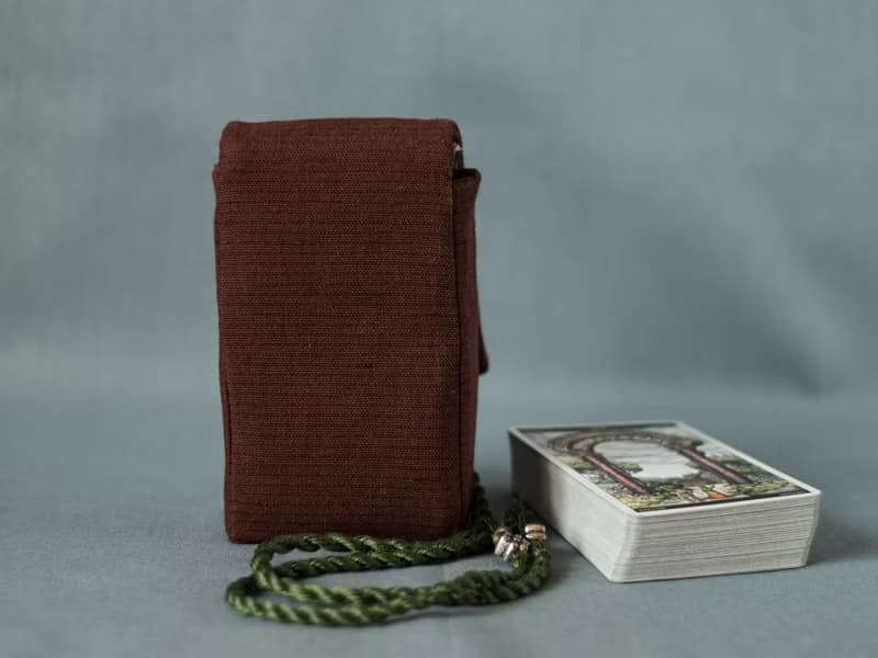 Chocolate Brown Linen Laced Tarot Cards Case Oracle Deck Pouch Tarot Deck Holder