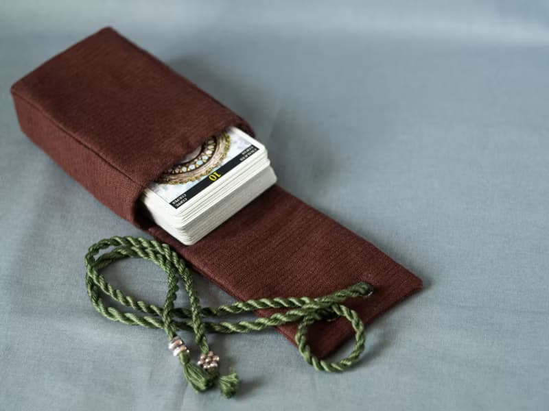 Chocolate Brown Linen Laced Tarot Cards Case Oracle Deck Pouch Tarot Deck Holder