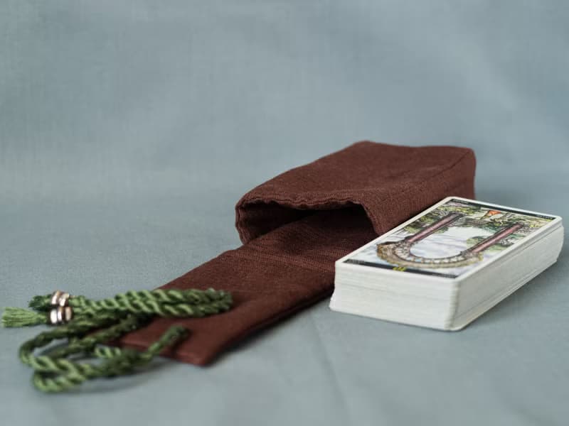 Chocolate Brown Linen Laced Tarot Cards Case Oracle Deck Pouch Tarot Deck Holder