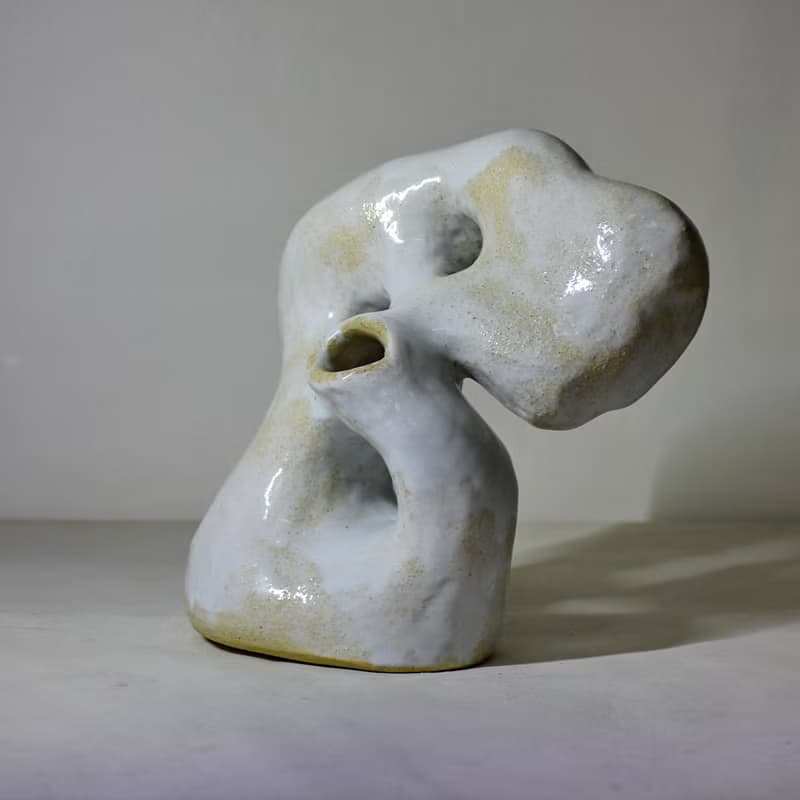 創意雕塑花瓶。 白色花瓶。珊瑚礁藝術。雕塑花瓶。插花花瓶。