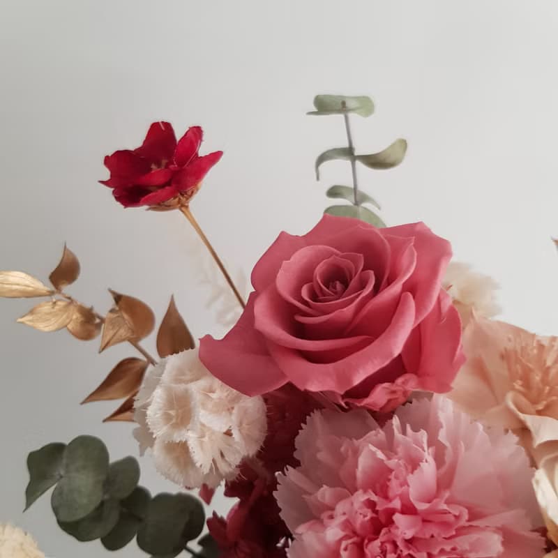 永生康乃馨 玫瑰+乾燥花∣午後微風∣橘黃色 開幕 升遷 生日