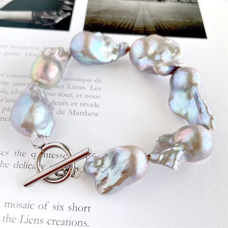 オイスターバロックパールのブレスレット シルバー　中粒　１点のみ