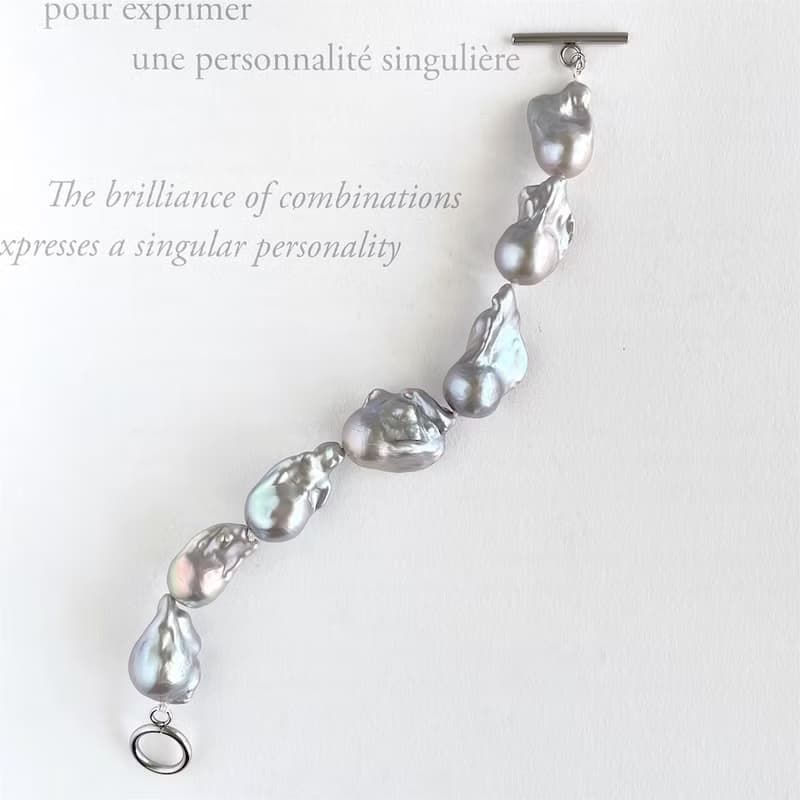 オイスターバロックパールのブレスレット シルバー　中粒　１点のみ