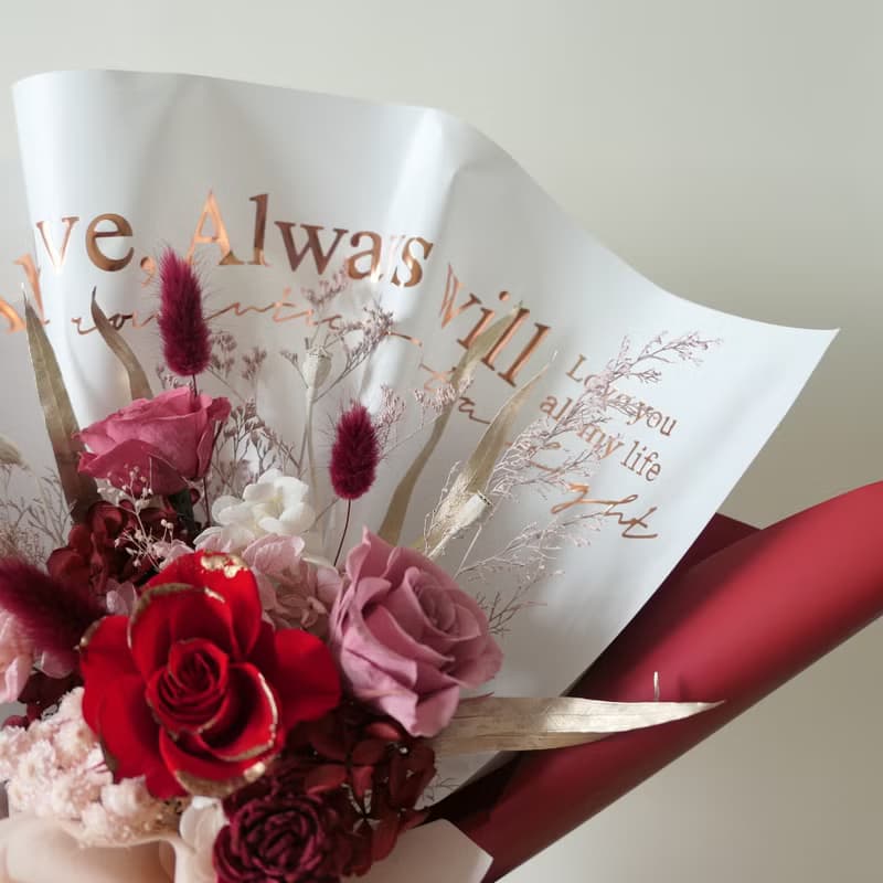 【炙熱的心-鑲金永生玫瑰花束】感謝花束/情人花束/送禮