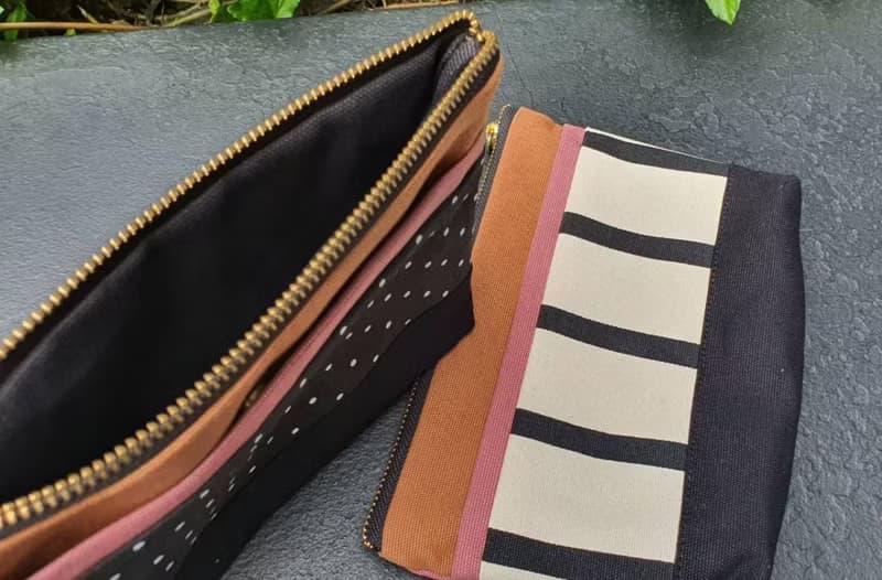 手拿包 Lovely Canvas Pouch, Pink Color, Polka Dot and Striped Design 化妝包 /收納袋
