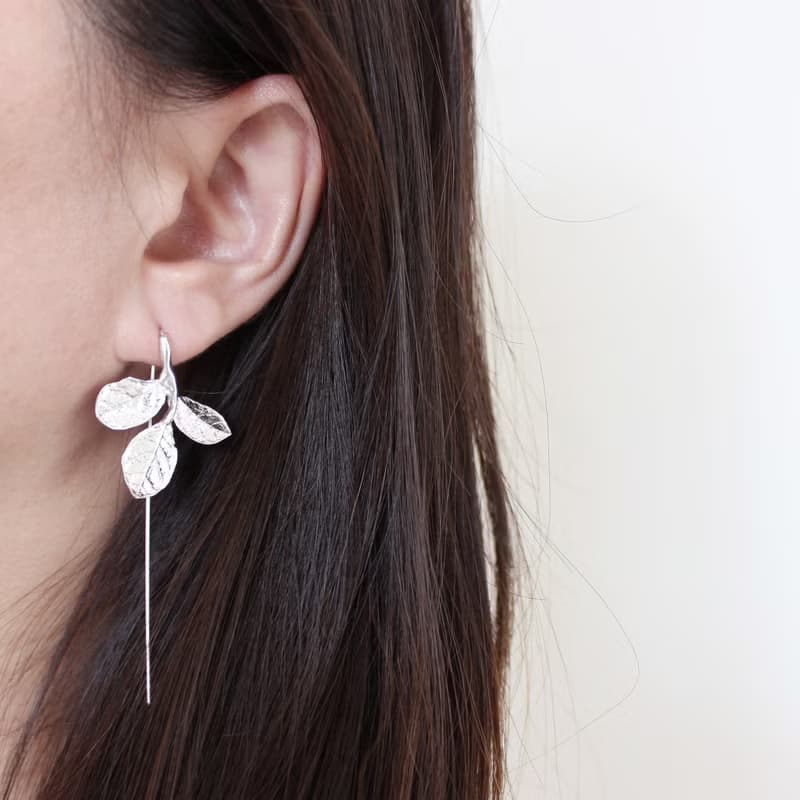 紅彩木 純銀耳環 18K鍍金耳環 長針耳環 三色