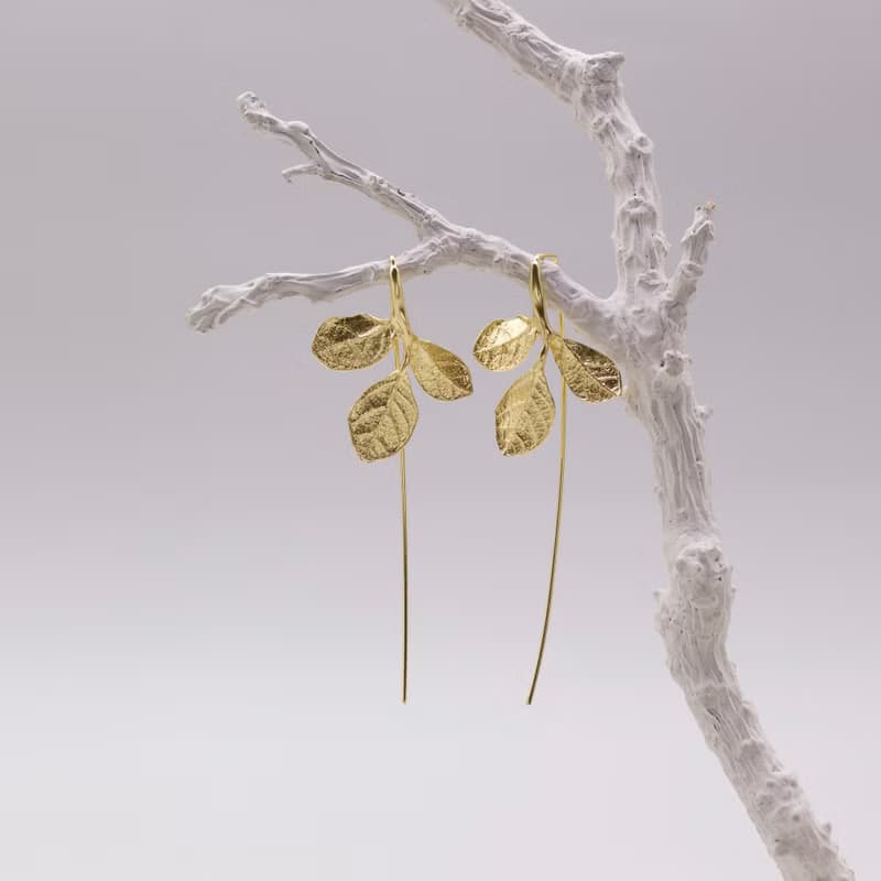 紅彩木 純銀耳環 18K鍍金耳環 長針耳環 三色