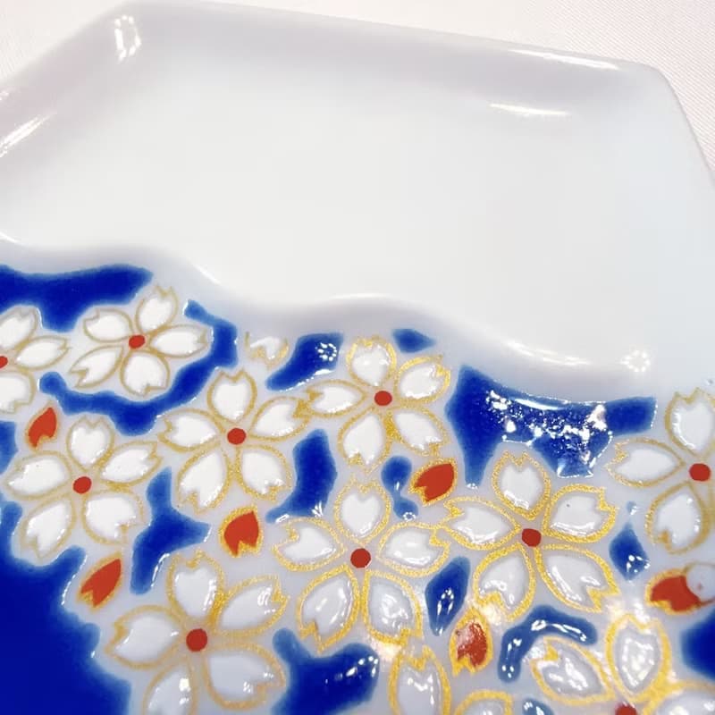 【九谷燒】青郊窯富士山造型盤-櫻花