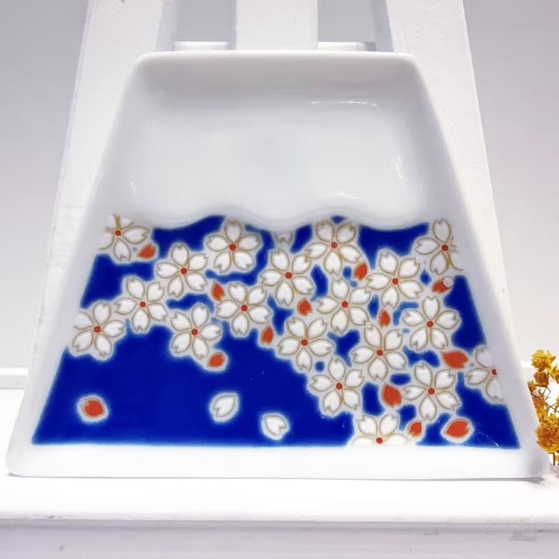 【九谷燒】青郊窯富士山造型盤-櫻花