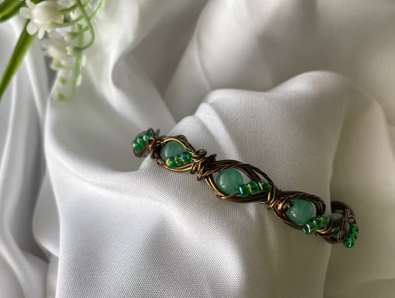 Calling-波希米亞風格天然石藝術銅線編織手環