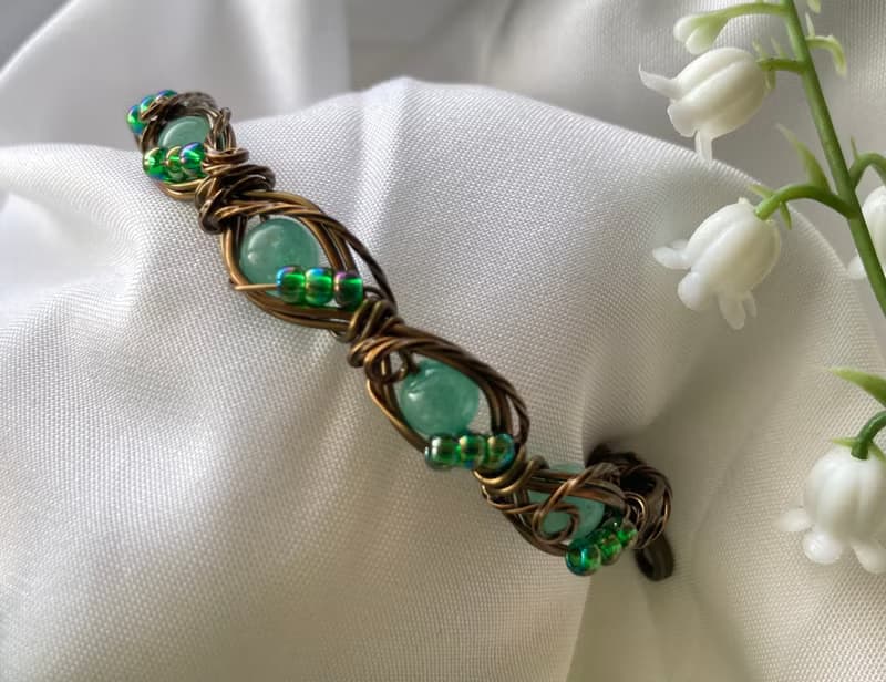 Calling-波希米亞風格天然石藝術銅線編織手環