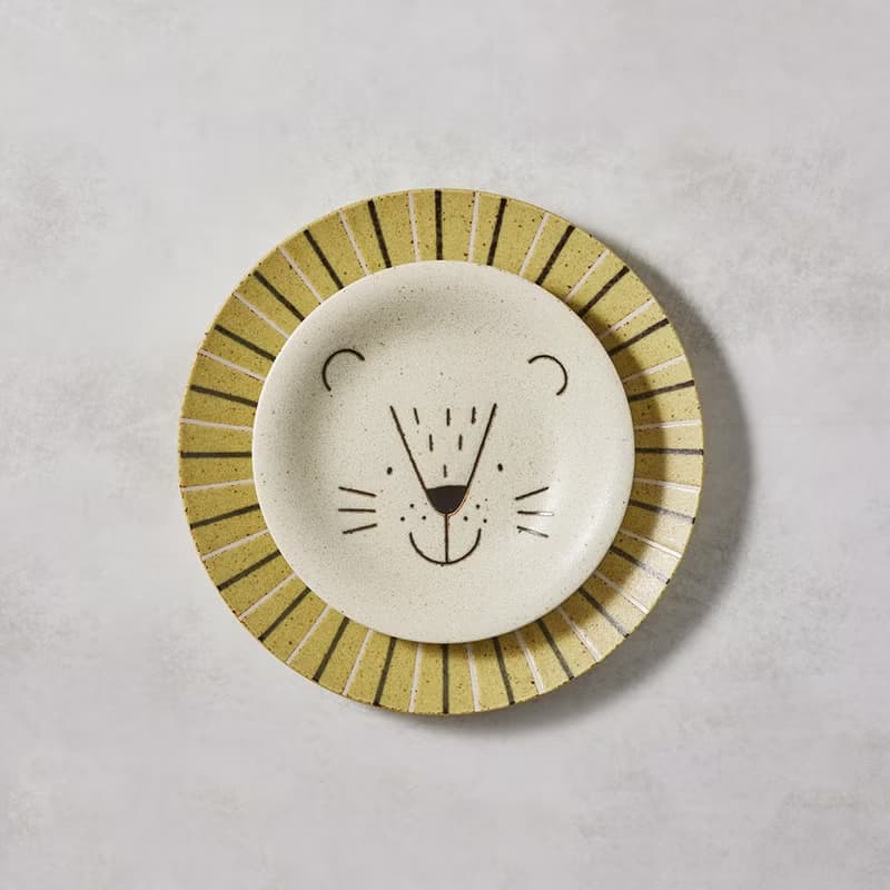 【福袋】日本美濃燒 - 萌萌毛獅餐盤 - 禮盒組(2件式)