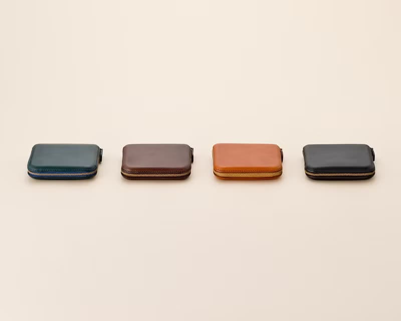 植鞣革牛皮ㄇ字拉鍊短夾 - 深藍