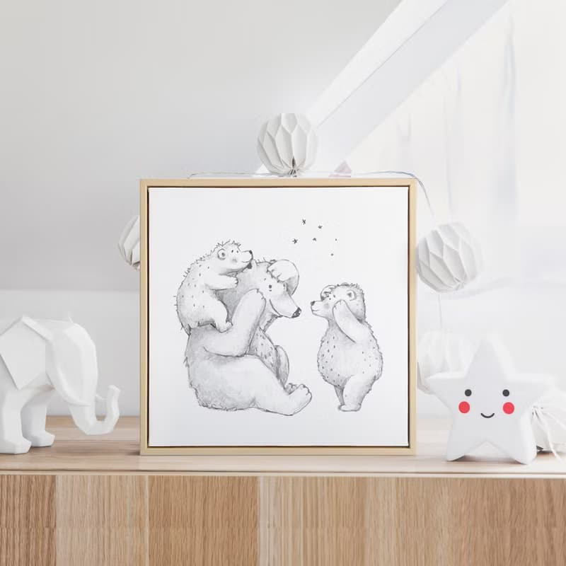 熊爸爸與熊孩子 - 親子大熊插畫風掛畫/父親節禮物/兒童房佈置