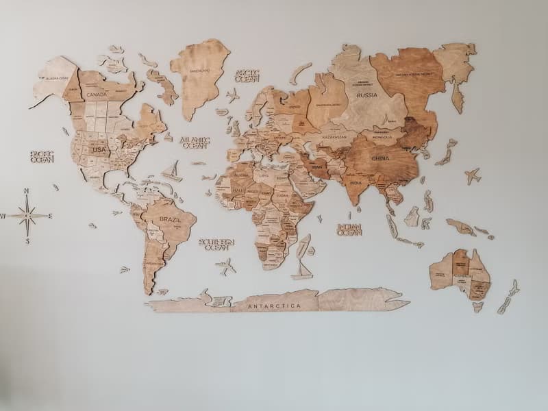 質樸的牆壁裝飾 木質世界地圖 大型家居裝飾 喬遷禮物 臥室