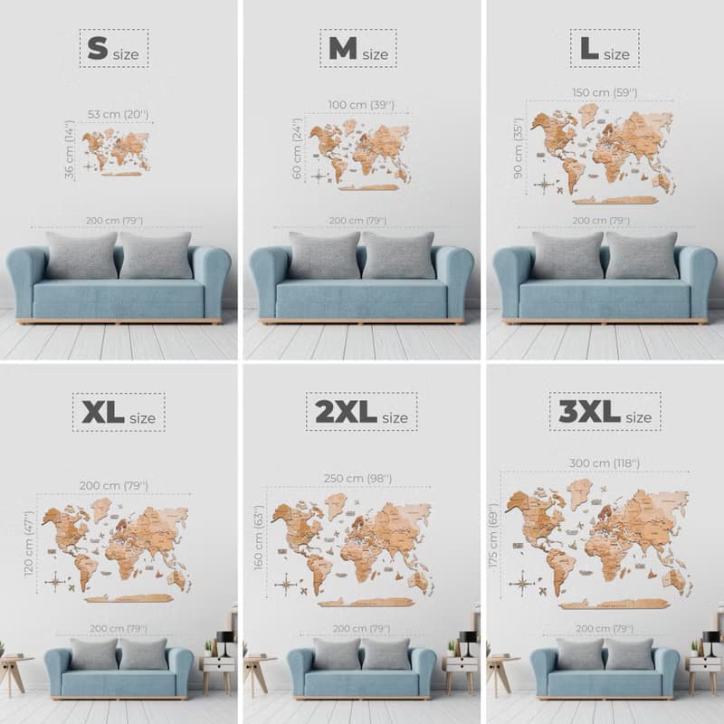 質樸的牆壁裝飾 木質世界地圖 大型家居裝飾 喬遷禮物 臥室