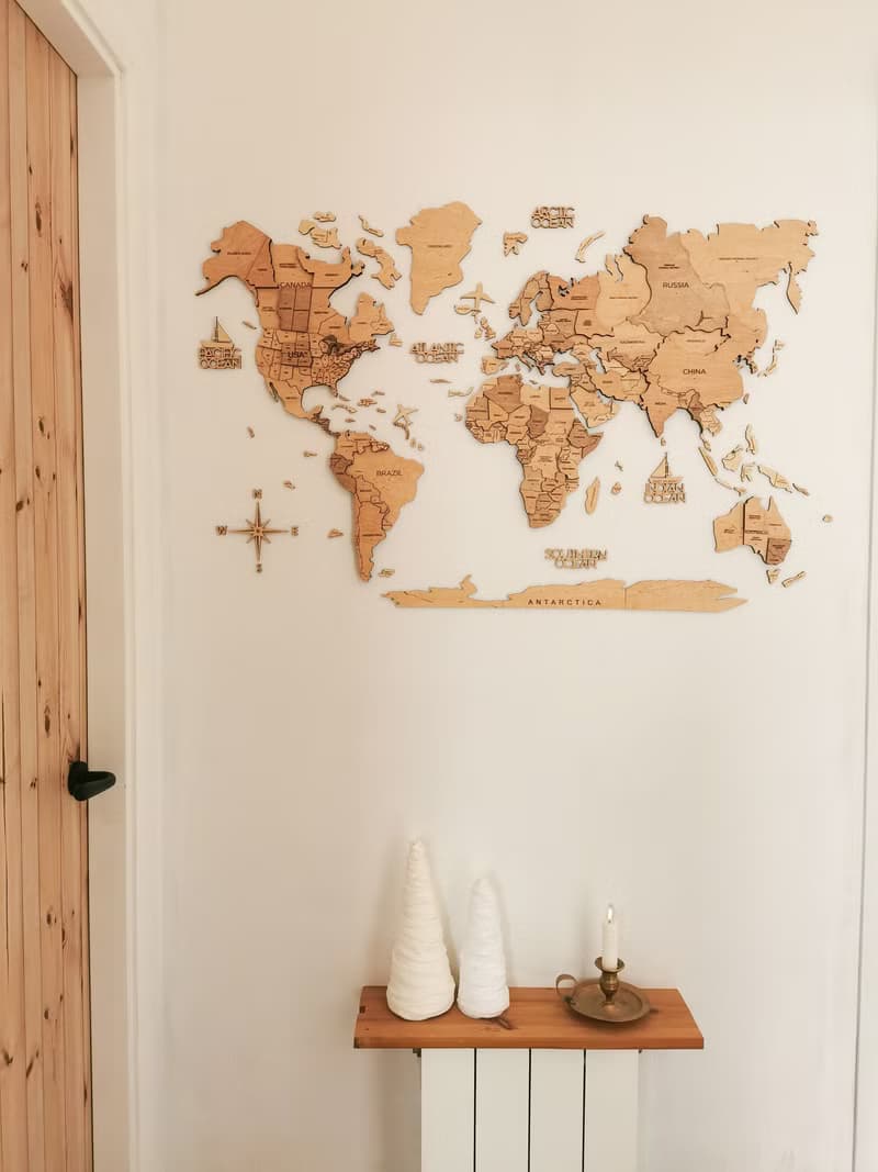 質樸的牆壁裝飾 木質世界地圖 大型家居裝飾 喬遷禮物 臥室