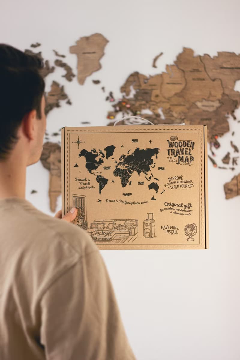 質樸的牆壁裝飾 木質世界地圖 大型家居裝飾 喬遷禮物 臥室