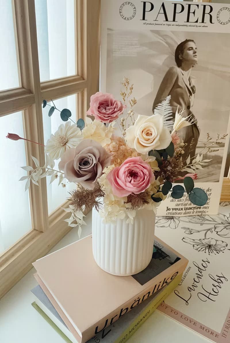 Miss。花謎 【牛奶罐永生桌花】高盆 開幕花禮 盆花