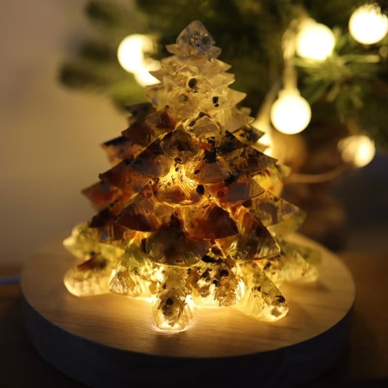 【畢業禮物】招財金黃色金箔水晶聖誕樹-特大黃水晶黃瑪瑙奧剛