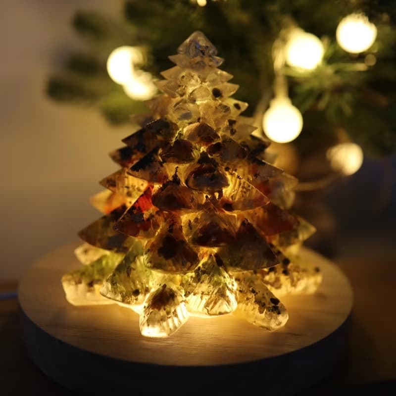 【畢業禮物】招財金黃色金箔水晶聖誕樹-特大黃水晶黃瑪瑙奧剛